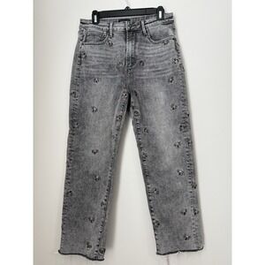 Driftwood Jeans‎ Womens Size 28 Bee Embroidery Royce Button Raw hem Gray